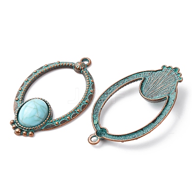 Alloy with Synthetic Turquoise Pendants FIND-B055-01C-1