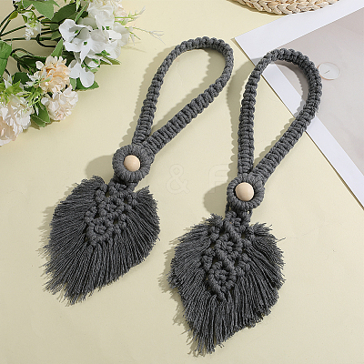 2Pcs Handmade Macrame Leaf Curtain Tiebacks AJEW-CN0003-65C-1
