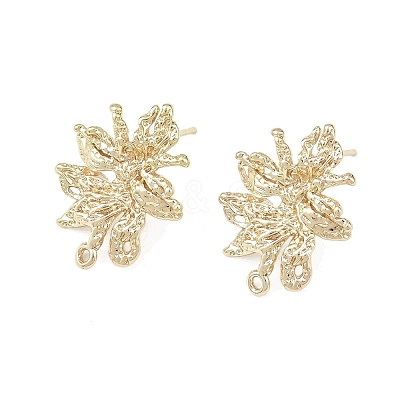 Flower Brass Stud Earring Findings KK-F921-04G-1