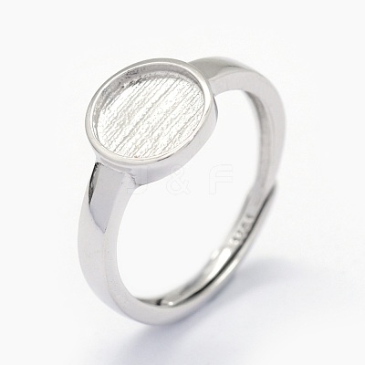 Anti-Tarnish Rhodium Plated 925 Sterling Silver Finger Ring Components STER-E061-01C-P-1