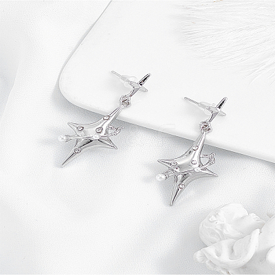 Alloy Dangle Stud Earrings EJEW-LP0007-119-1