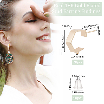 20Pcs Brass Stud Earring Findings KK-BBC0004-33-1
