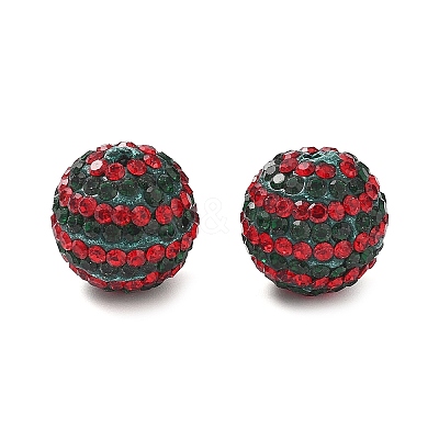Christmas Theme Stripe Pattern Polymer Clay Rhinestone Beads CLAY-NH0001-01A-1