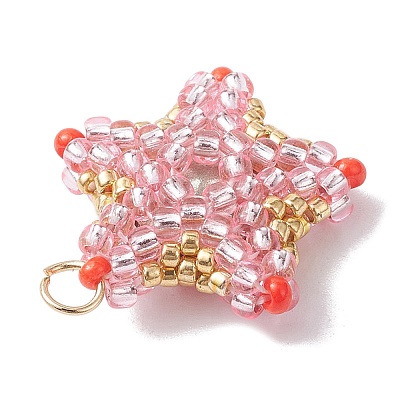 3Pcs 3 Color TOHO Seed Beads Pendants PALLOY-MZ00177-1