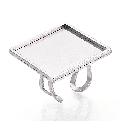304 Stainless Steel Open Cuff Ring Components STAS-S080-041I-P-1