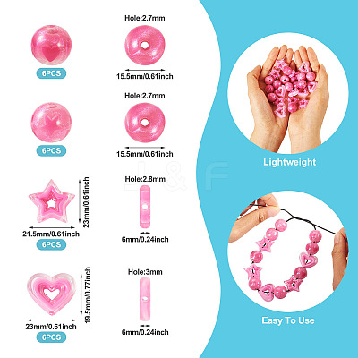 24Pcs 4 Styles Acrylic Beads Sets OACR-TA0002-84A-1