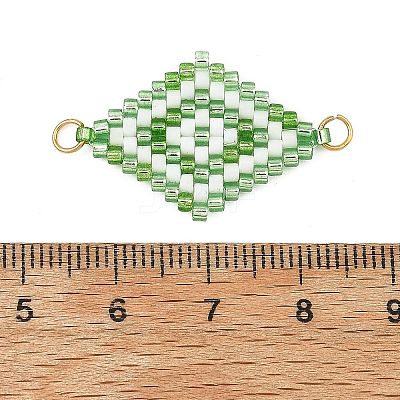 Glass Seed Beads Connector Charms PALLOY-MZ01416-03-1