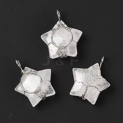Natural Quartz Crystal Pendants G-D458-04P-02-RS-1