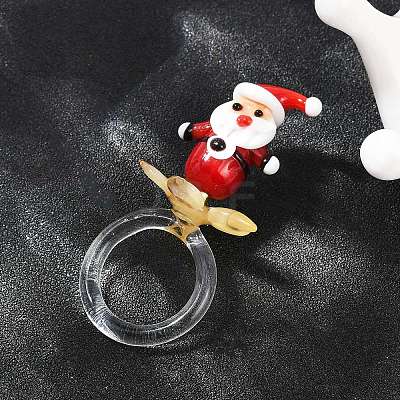 Rotatable Handmade Lampwork Rings RJEW-P158-02A-1