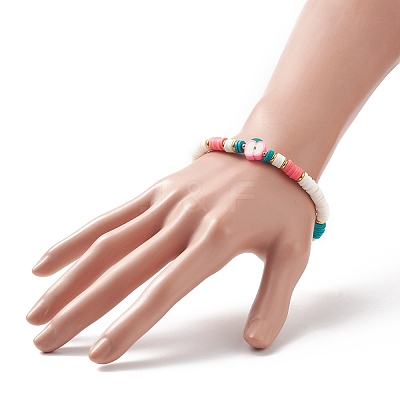4Pcs 4 Style Handmade Polymer Clay Heishi Stretch Bracelets Set BJEW-TA00237-1