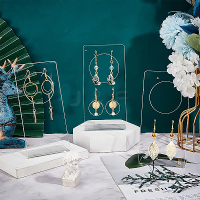 Transparent Acrylic Earring Display Stands EDIS-WH0012-17-1