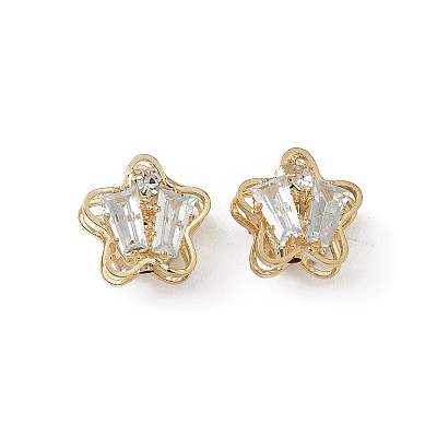 Brass Micro Pave Cubic Zirconia Beads KK-S336-08G-A-1