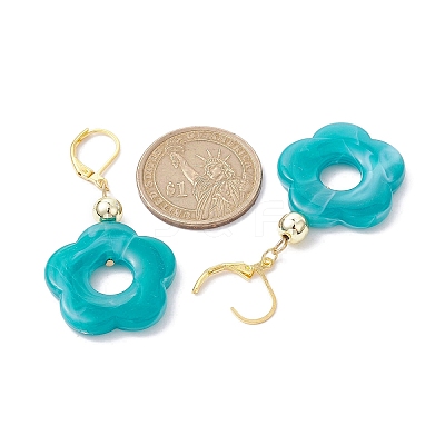 Acrylic Flower Dangle Leverback Earrings EJEW-JE05625-02-1
