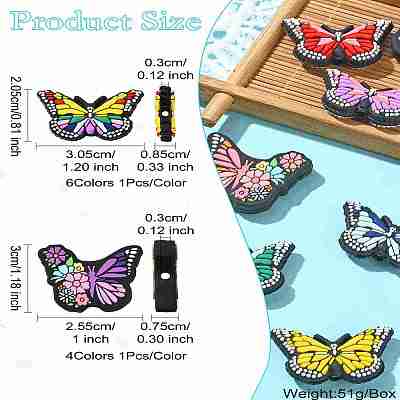 10Pcs 10 Styles Butterfly with Flower Food Grade Eco-Friendly Silicone Beads SIL-CJ0002-99-1
