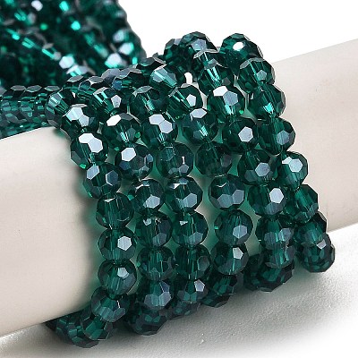Faceted(32 Facets) Electroplate Glass Bead Strands X-EGLA-R015-4mm-13-1