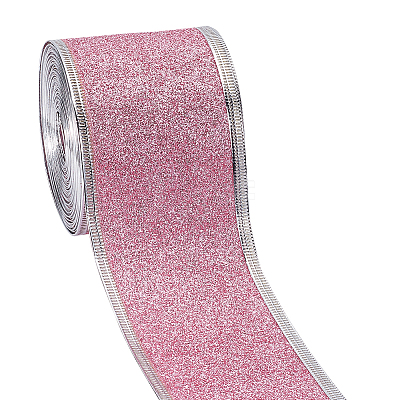 Sparkle Wired Edge Polyester Ribbon OCOR-WH0071-026C-1