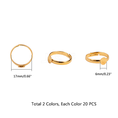 Brass Pad Ring Bases KK-PH0036-10-WH-1