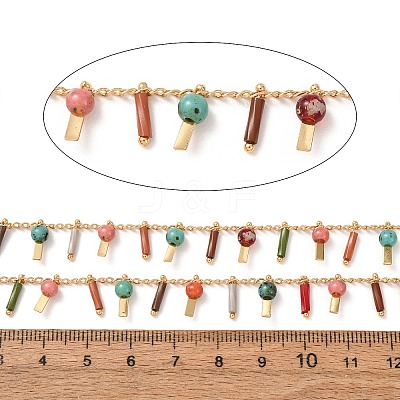 Brass & Glass Seed Beaded Chain KK-CBA3B44-10G-1