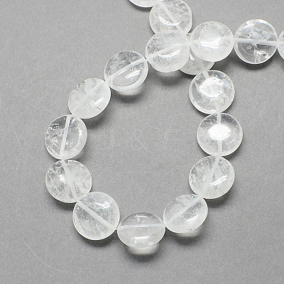 Flat Round Gemstone Natural Quartz Crystal Beads Strands G-S110-20-1