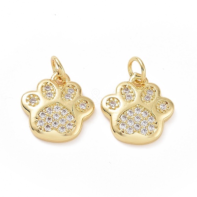 Brass Cubic Zirconia Charms ZIRC-I062-34G-1