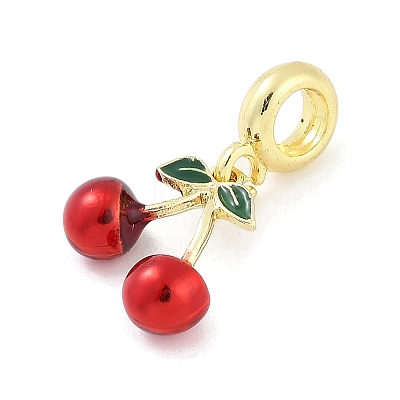 Brass Enamel Fruit European Dangle Charms KK-Z090-08G-04-1