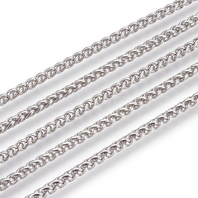 Non-Tarnish 3.28 Feet 304 Stainless Steel Wheat Chains X-CHS-L017-21A-1