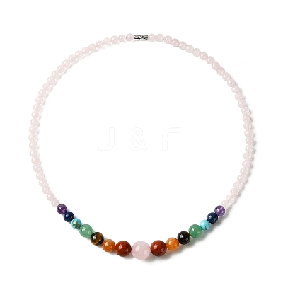 Natural Mixed Gemstone Graduated Beaded Necklaces NJEW-JN04492-1