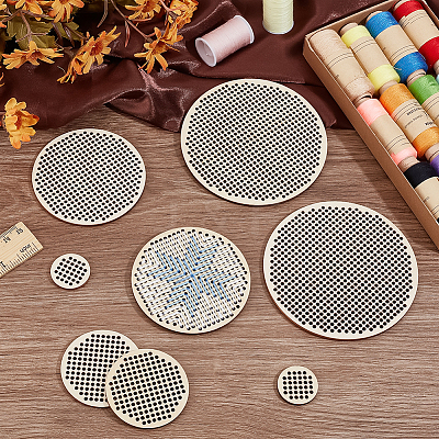 8Pcs 4 Styles Wood Embroidery Board DIY-BC0014-91-1