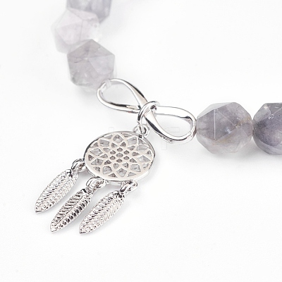 Natural Cloudy Quartz Beads Charm Bracelets BJEW-O162-D02-1