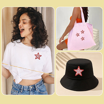8Pcs Star with Lattice Computerized Embroidery Polyester Iron on/Sew on Patches PATC-TA0001-49B-1