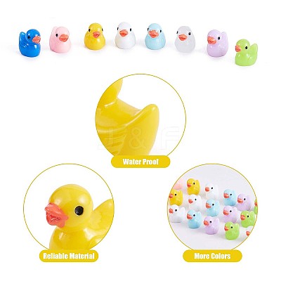 80 Pcs Tiny Ducks Mini Resin Duck Colorful Mini Duck Bulk Fairy Tale Garden Animal Sculpture Resin Duck Image for Miniature Landscape JX344A-1
