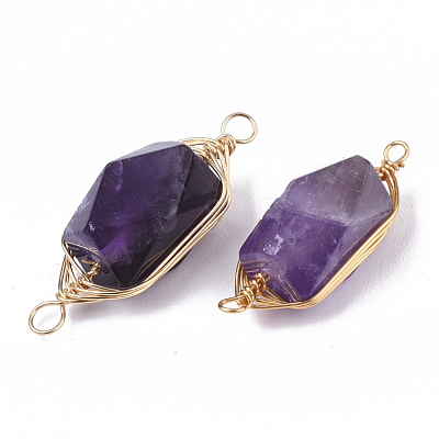Natural Amethyst Links connectors G-T131-04C-1