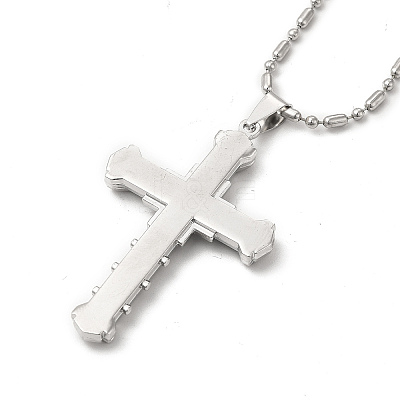 Alloy Cross Pandant Necklace with Link Chains NJEW-K245-003P-1