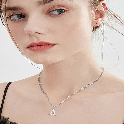 1Pc 304 Stainless Steel Letter Pendant Necklaces NJEW-LP0001-33A-P-1