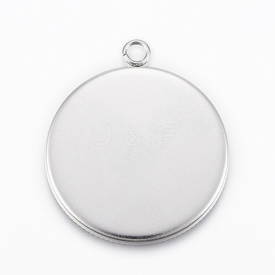 Tarnish Resistant 304 Stainless Steel Pendant Cabochon Settings X-STAS-E146-18P-30mm-1