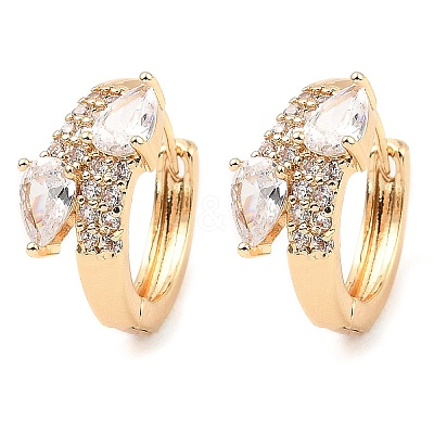 Brass Micro Pave Cubic Zirconia Hoop Earrings EJEW-D078-07KCG-1