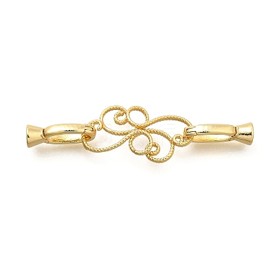 Flower Rack Plating Brass Fold Over Clasps KK-S508-21G-1