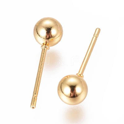 PVD Vacuum Plating 304 Stainless Steel Ball Stud Earrings EJEW-I232-01C-G-1