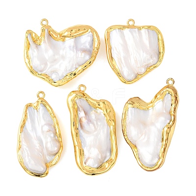 Electroplate Natural Baroque Pearl Keshi Pearl Big Pendants PEAR-F010-02G-01-1
