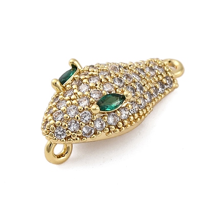 Brass Clear & Green Cubic Zirconia Connector Charms KK-P289-11G-1