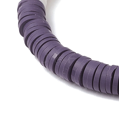 2Pcs Flat Round Handmade Polymer Clay Heishi Beaded Stretch Bracelets BJEW-JB11802-1
