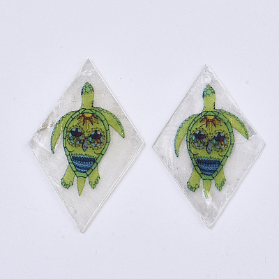 Printed Capiz Shell Pendants SHEL-T016-08J-1