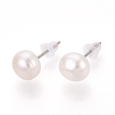 Natural Pearl Stud Earrings PEAR-N020-07C-01-1
