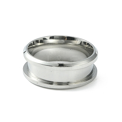 201 Stainless Steel Grooved Finger Ring Settings STAS-TAC0001-10A-P-1