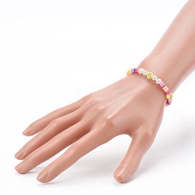 Handmade Polymer Clay Heishi Beaded Stretch Bracelets X-BJEW-JB06143-05-1