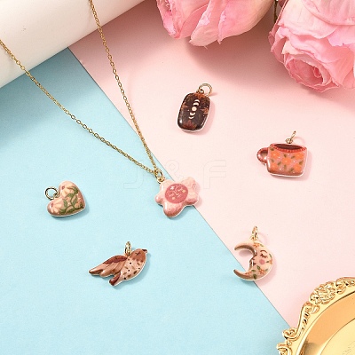 1Pc Brass Enamel Pendants ENAM-YW0009-21A-1