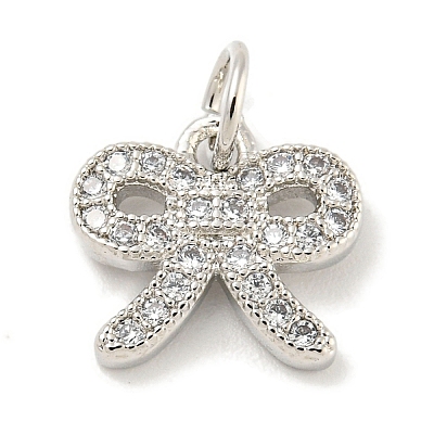 Rack Plating Brass Micro Pave Clear Cubic Zirconia Pendants KK-B093-01A-P-1