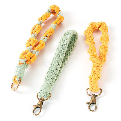 3Pcs 3 Style Cotton Handmade Braided Wrist Lanyard Pendant Decorations AJEW-TA0001-47B-1