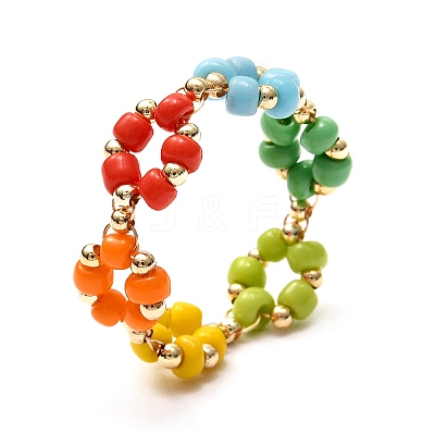 Glass Seed Beads Rings X1-RJEW-TA00008-1