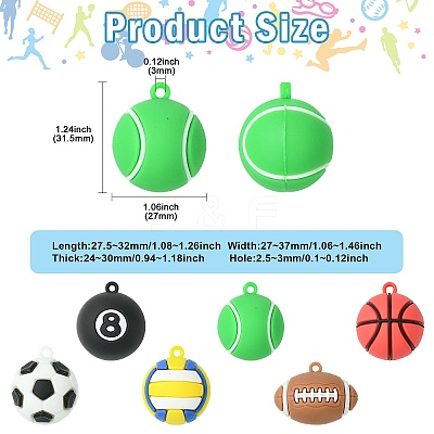 12Pcs 6 Styles PVC Opaque Plastic Pendants KY-CJ0002-15-1